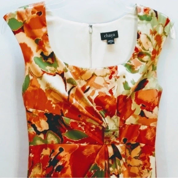 Chaya Sleeveless Floral Sheath Dress Size 10 Scoop Neck Work Wedding Cocktail - Picture 2 of 8